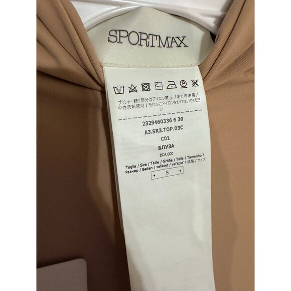 NWT Max Mara SportMax Nude Pink Fringe Bodycon Turtleneck Long Sleeve Top Size S - Picture 8 of 10